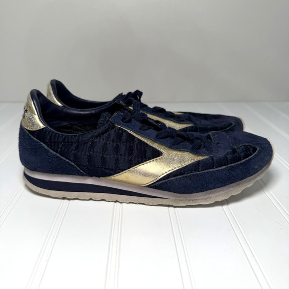 Brooks Vanguard Women’s 8 Navy Velvet Retro Sneakers Gold Lace Up - Picture 3 of 7